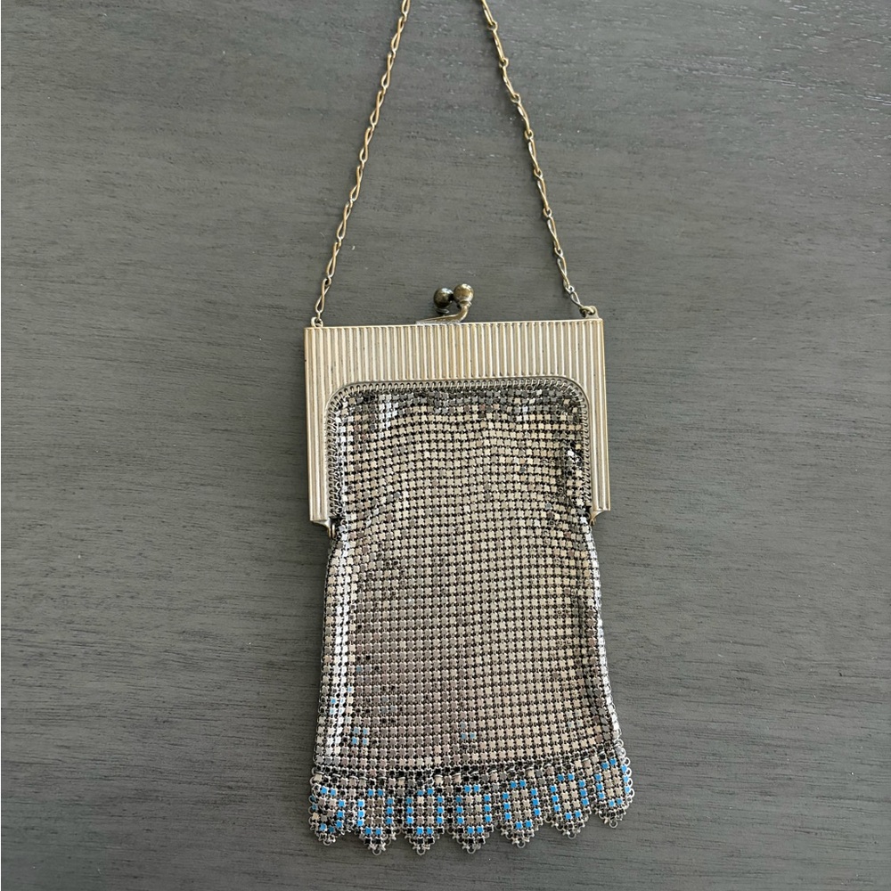 Vintage 1920s ART DECO flapper purse Whiting & Davis enameled mesh handbag purse - Picture 2 of 6